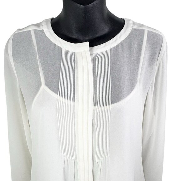 Banana Republic Georgette Sheer Ivory Pintuck Blouse With Camisole Women’s XS - Picture 3 of 11